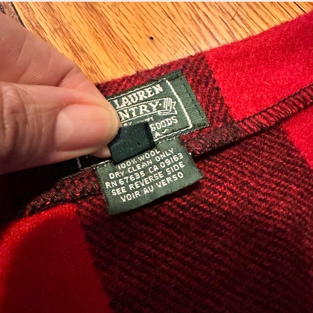 Vintage Ralph Lauren Country Red & Black Buffalo Plaid Wool Wrap Skirt SZ: 8 - Picture 4 of 6